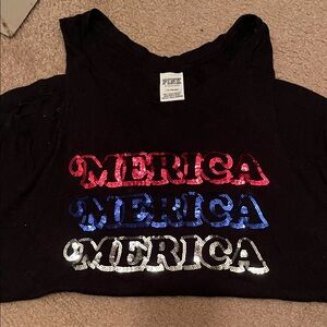 Victoria's Secret Black Tank Top with Red, Blue, and White Sequins